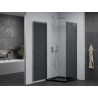 Mexen Pretoria kabina prysznicowa uchylna 100 x 100 cm, grafit, chrom + brodzik Flat, czarny - 852-100-100-01-40-4070