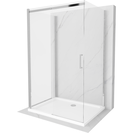 Mexen Omega kabina prysznicowa 3-ścienna, rozsuwana 100 x 90 cm, transparent, chrom + brodzik Flat - 825-100-090-01-00-3s-4010