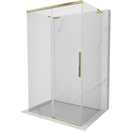 Mexen Rox-3S L kabina prysznicowa 3-ścienna rozsuwana 155 x 100 cm, transparent, złota - 8C2L-155-100-50-00-3S