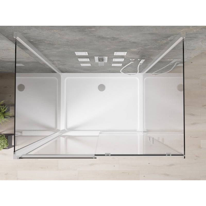 Mexen Omega-3S kabina prysznicowa 3-ścienna, rozsuwana 110x90 cm, transparent, chrom + brodzik Flat - 825-110-090-01-00-3s-4010
