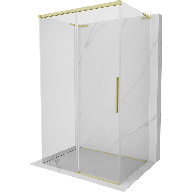Mexen Rox-3S L kabina prysznicowa 3-ścienna rozsuwana 155 x 75 cm, transparent, złota szczotkowana - 8C2L-155-075-55-00-3S