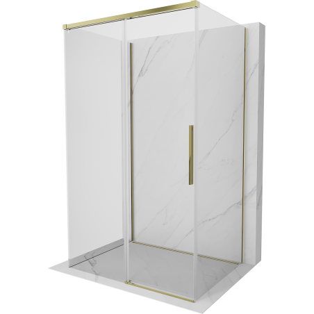 Mexen Rox-3S kabina prysznicowa 3-ścienna rozsuwana 160 x 80 cm, transparent, złota - 8C2-160-080-50-00-3S