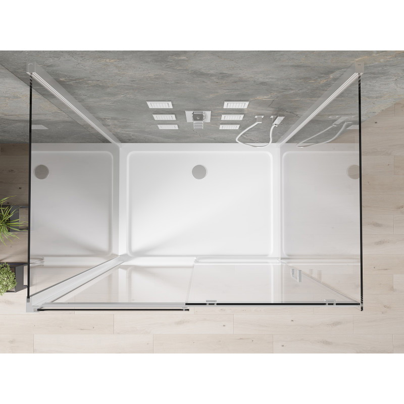 Mexen Omega-3S kabina prysznicowa 3-ścienna, rozsuwana 120x80 cm, transparent, chrom + brodzik Flat - 825-120-080-01-00-3s-4010