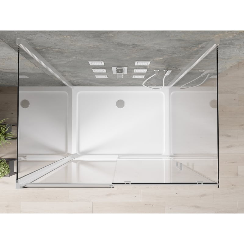Mexen Omega-3S kabina prysznicowa 3-ścienna, rozsuwana 120x90 cm, transparent, chrom + brodzik Flat - 825-120-090-01-00-3s-4010