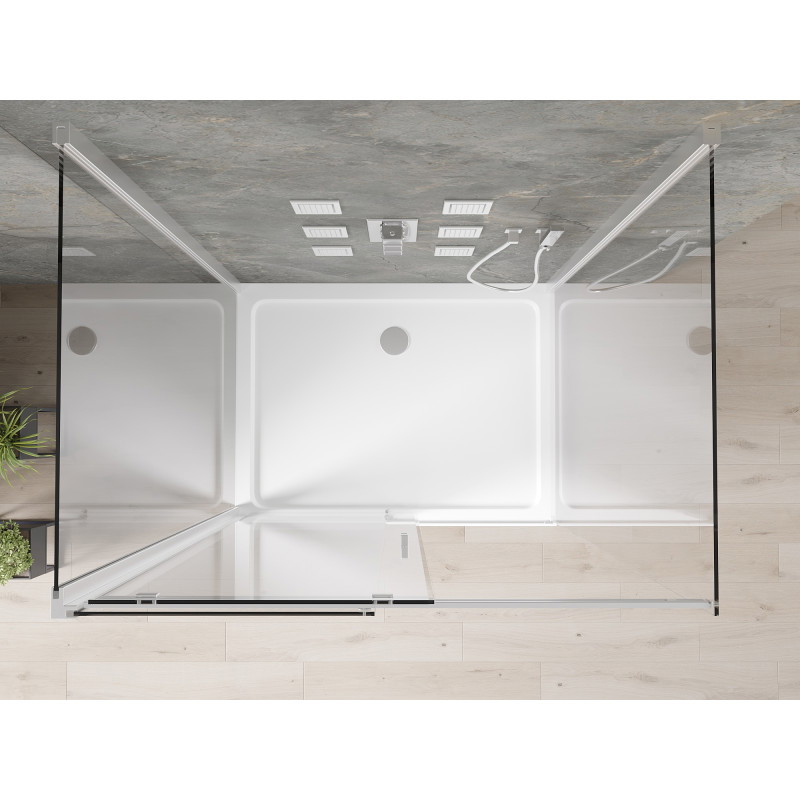 Mexen Omega-3S kabina prysznicowa 3-ścienna, rozsuwana 130x80 cm, transparent, chrom + brodzik Flat - 825-130-080-01-00-3s-4010