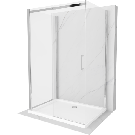 Mexen Omega-3S kabina prysznicowa 3-ścienna, rozsuwana 130x90 cm, transparent, chrom + brodzik Flat - 825-130-090-01-00-3s-4010