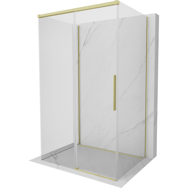 Mexen Rox-3S kabina prysznicowa 3-ścienna rozsuwana 145 x 70 cm, transparent, złota szczotkowana - 8C2-145-070-55-00-3S