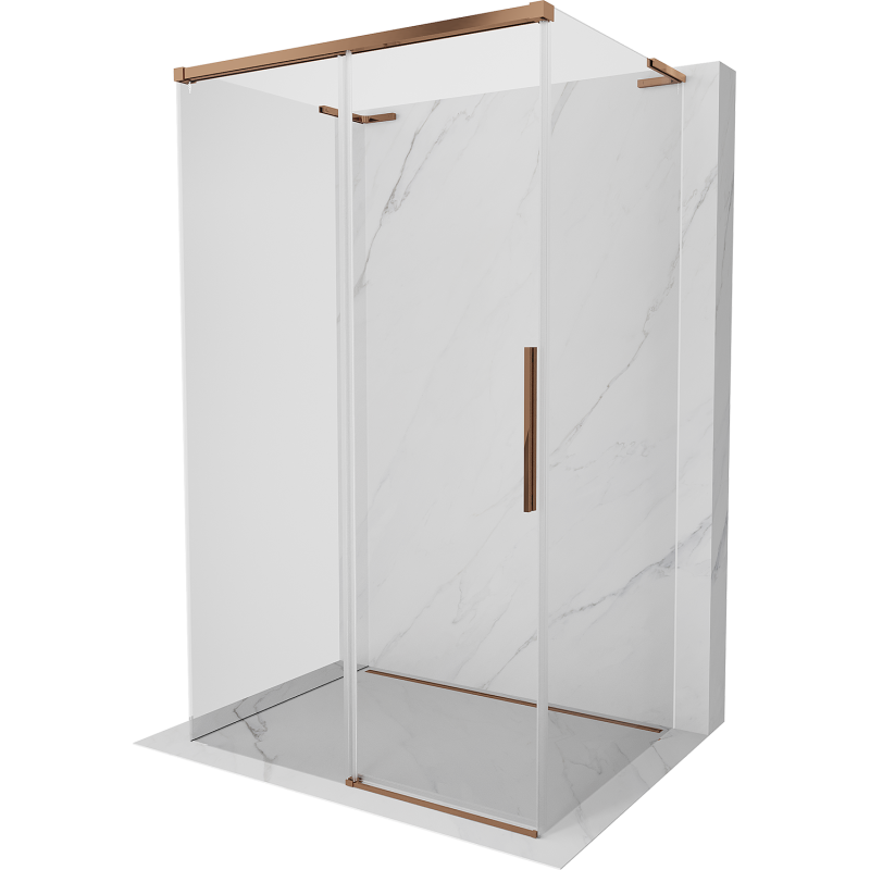 Mexen Rox-3S L kabina prysznicowa 3-ścienna rozsuwana 125 x 110 cm, transparent, różowe złoto - 8C2L-125-110-60-00-3S