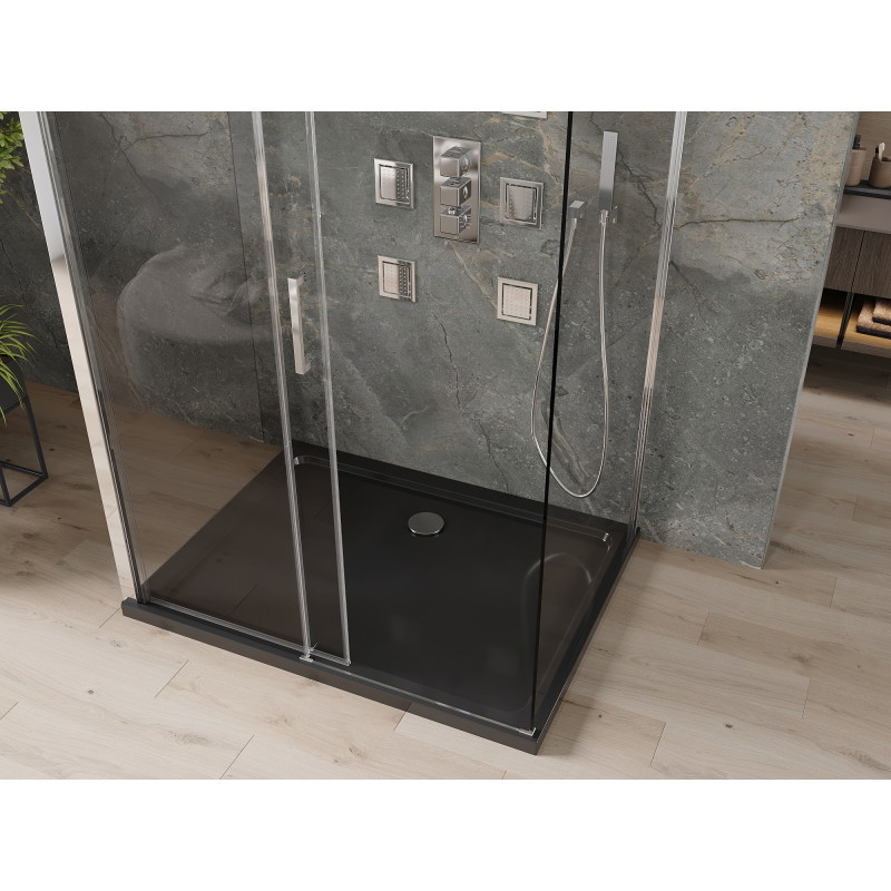 Mexen Omega-3S kabina prysznicowa 3-ścienna, rozsuwana 100x90 cm, transparent, chrom + brodzik Flat - 825-100-090-01-00-3s-4070