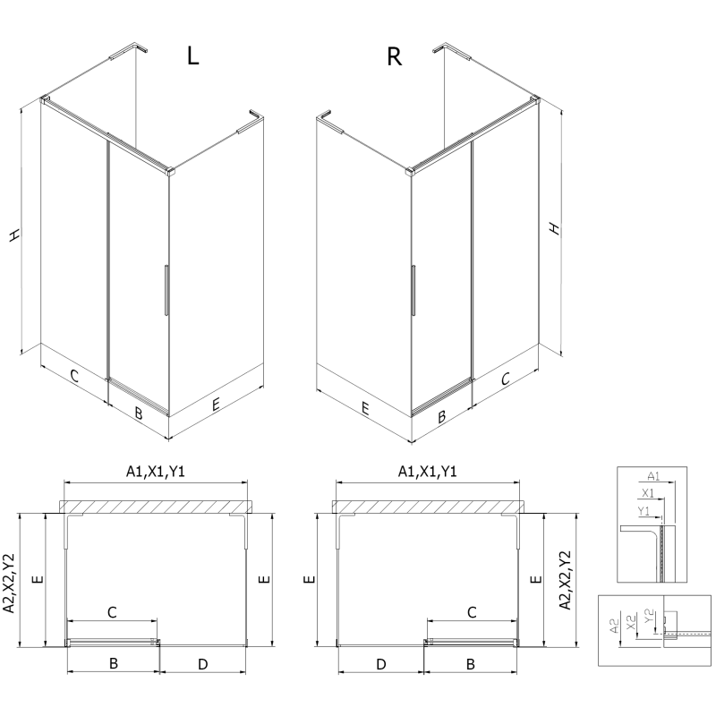 Mexen Rox-3S L kabina prysznicowa 3-ścienna rozsuwana 105 x 80 cm, transparent, miedź szczotkowana - 8C2L-105-080-65-00-3S