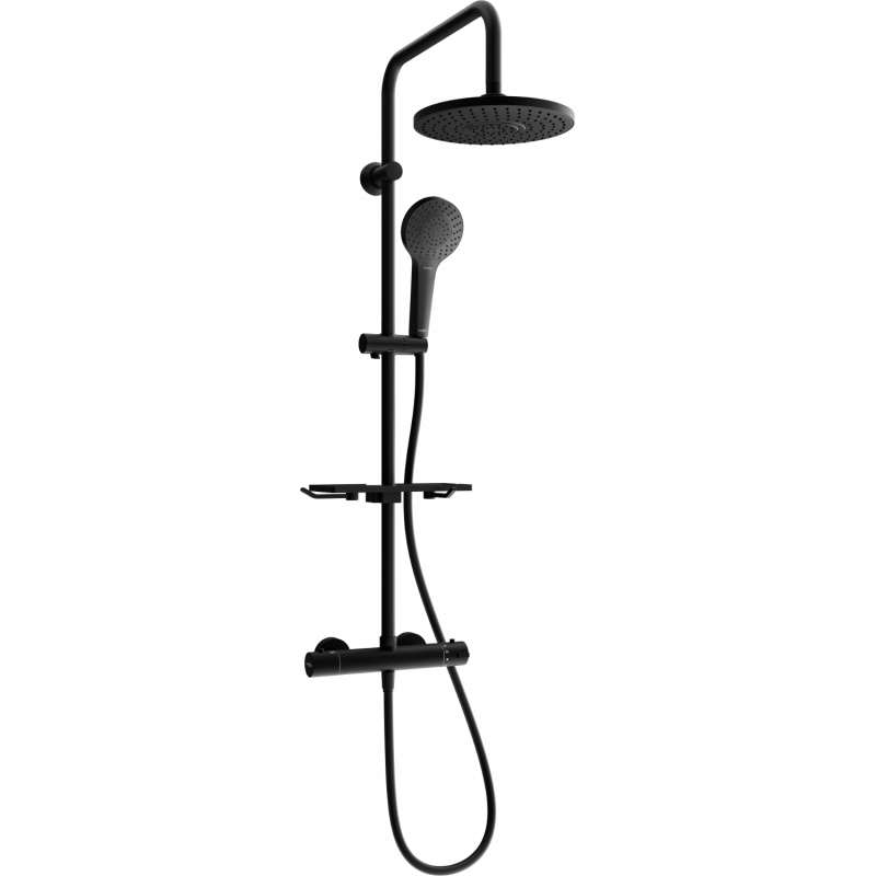 Mexen KT05 zestaw prysznicowy natynkowy z deszczownicą i baterią termostatyczną, czarny - 771500593-70