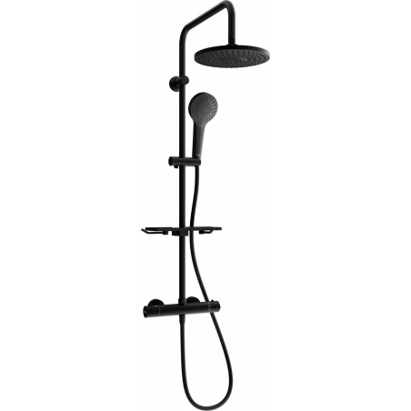 Mexen KT05 zestaw prysznicowy natynkowy z deszczownicą i baterią termostatyczną, czarny - 771500593-70
