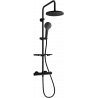 Mexen KT05 zestaw prysznicowy natynkowy z deszczownicą i baterią termostatyczną, czarny - 771500593-70