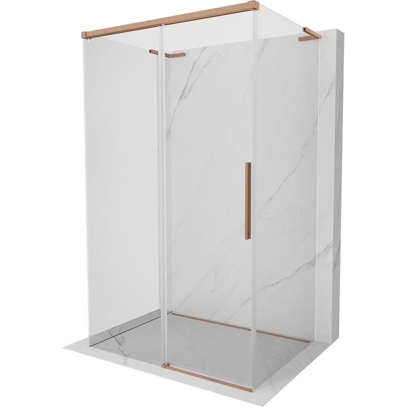 Mexen Rox-3S L kabina prysznicowa 3-ścienna rozsuwana 140 x 85 cm, transparent, miedź szczotkowana - 8C2L-140-085-65-00-3S