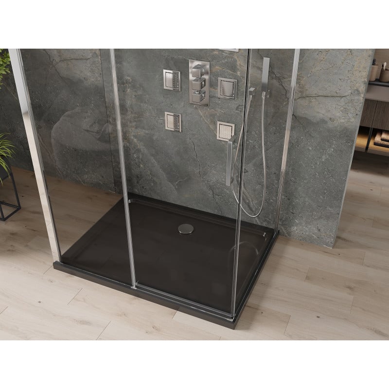 Mexen Omega-3S kabina prysznicowa 3-ścienna, rozsuwana 110x90 cm, transparent, chrom + brodzik Flat - 825-110-090-01-00-3s-4070