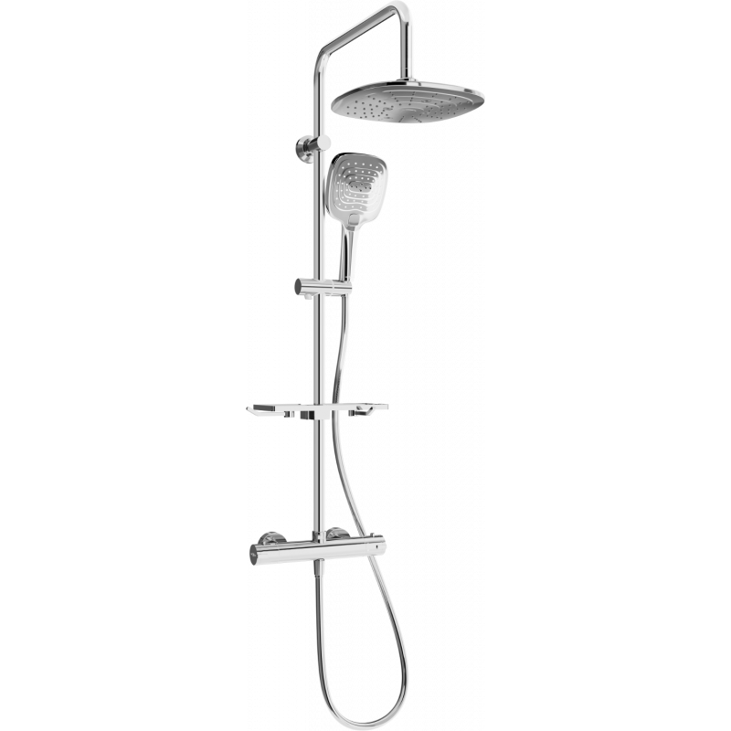 Mexen KT17 zestaw prysznicowy natynkowy z deszczownicą i baterią termostatyczną, chrom - 771501793-00