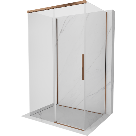 Mexen Rox-3S kabina prysznicowa 3-ścienna rozsuwana 155 x 70 cm, transparent, różowe złoto - 8C2-155-070-60-00-3S