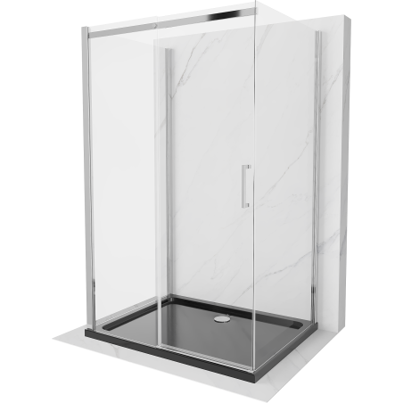 Mexen Omega-3S kabina prysznicowa 3-ścienna, rozsuwana 120x90 cm, transparent, chrom + brodzik Flat - 825-120-090-01-00-3s-4070