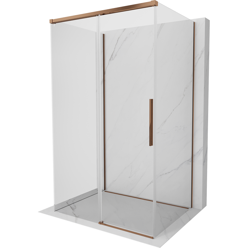 Mexen Rox-3S kabina prysznicowa 3-ścienna rozsuwana 145 x 80 cm, transparent, różowe złoto - 8C2-145-080-60-00-3S
