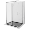 Mexen Omega kabina prysznicowa 3-ścienna, rozsuwana 130 x 80 cm, transparent, chrom + brodzik Flat - 825-130-080-01-00-3s-4070
