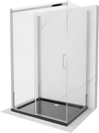 Mexen Omega-3S kabina prysznicowa 3-ścienna, rozsuwana 130x100 cm, transparent, chrom + brodzik Flat - 825-130-100-01-00-3s-4070
