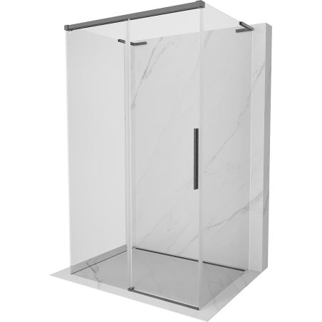 Mexen Rox-3S L kabina prysznicowa 3-ścienna rozsuwana 130 x 95 cm, transparent, gun gray szczotkowany - 8C2L-130-095-66-00-3S