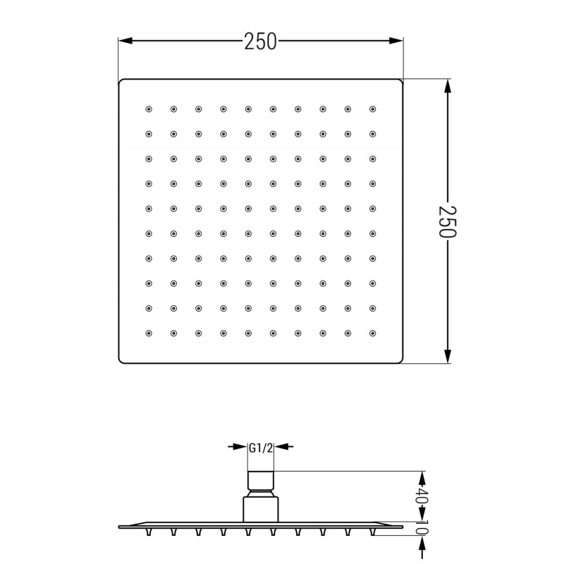 Mexen Slim deszczownica 25 x 25 cm, gun gray szczotkowany - 79125-66