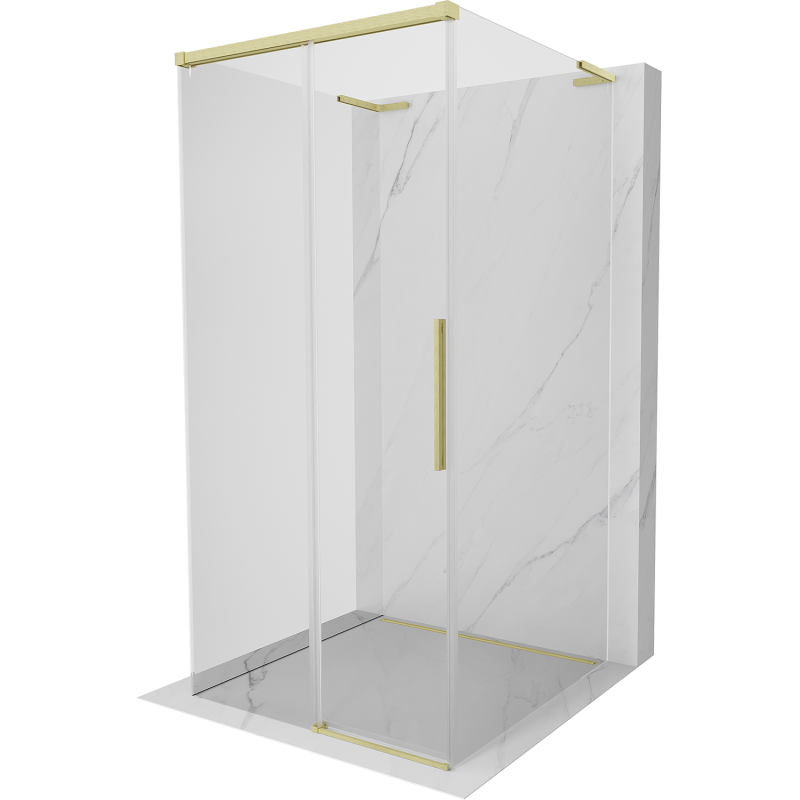 Mexen Rox-3S L kabina prysznicowa 3-ścienna rozsuwana 90 x 90 cm, transparent, złota szczotkowana - 8C2L-090-090-55-00-3S