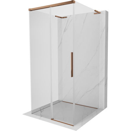 Mexen Rox-3S L kabina prysznicowa 3-ścienna rozsuwana 90 x 90 cm, transparent, różowe złoto - 8C2L-090-090-60-00-3S