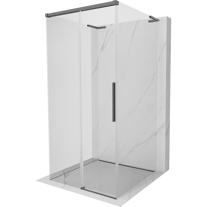 Mexen Rox-3S L kabina prysznicowa 3-ścienna rozsuwana 110 x 110 cm, transparent, gun gray szczotkowany - 8C2L-110-110-66-00-3S