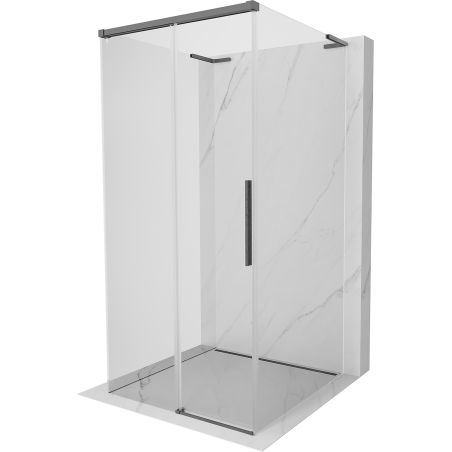 Mexen Rox-3S L kabina prysznicowa 3-ścienna rozsuwana 110 x 110 cm, transparent, gun gray szczotkowany - 8C2L-110-110-66-00-3S