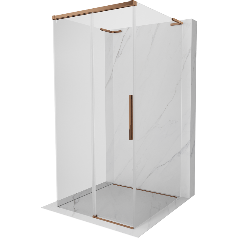 Mexen Rox-3S L kabina prysznicowa 3-ścienna rozsuwana 110 x 110 cm, transparent, różowe złoto - 8C2L-110-110-60-00-3S
