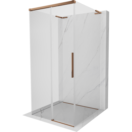 Mexen Rox-3S L kabina prysznicowa 3-ścienna rozsuwana 120 x 120 cm, transparent, różowe złoto - 8C2L-120-120-60-00-3S