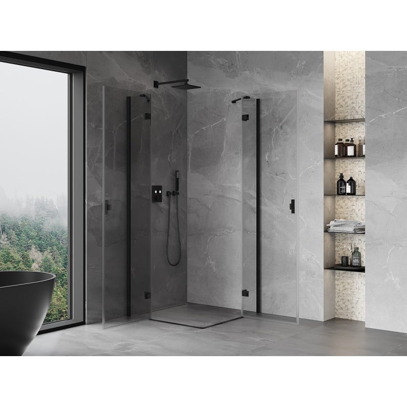 Mexen Mist-H Duo kabina prysznicowa uchylna 90 x 90 cm, transparent, czarna - 8A5-090L-090P-70-00