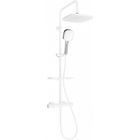 Mexen KT33 zestaw prysznicowy natynkowy z deszczownicą i baterią termostatyczną, biały/chrom - 771503393-21