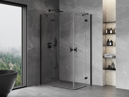 Mexen Mist-H Duo kabina prysznicowa uchylna lewa 100 x 80 cm, transparent, czarna - 8A5-100L-080P-70-00
