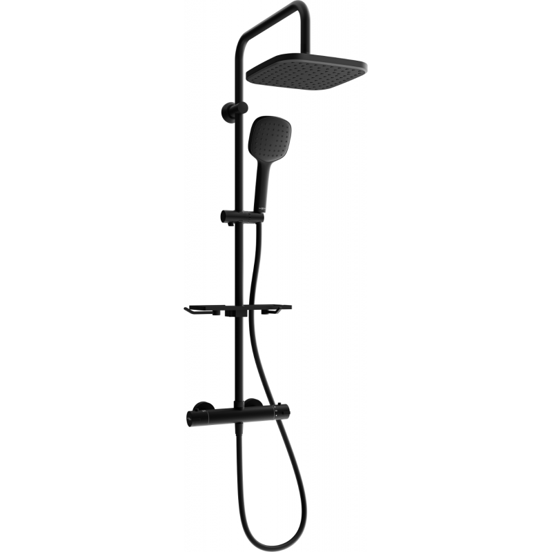 Mexen KT33 zestaw prysznicowy natynkowy z deszczownicą i baterią termostatyczną, czarny - 771503393-70