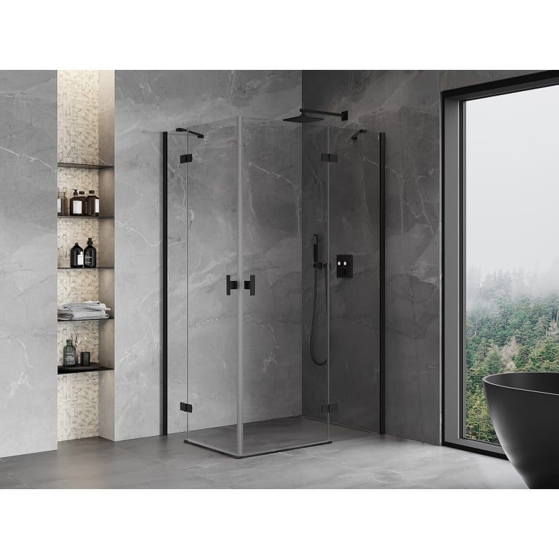 Mexen Mist-H Duo kabina prysznicowa uchylna prawa 80 x 85 cm, transparent, czarna - 8A5-080L-085P-70-00