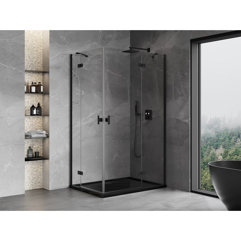 Mexen Mist-H Duo kabina prysznicowa uchylna prawa 105 x 110 cm, transparent, czarna - 8A5-105L-110P-70-00