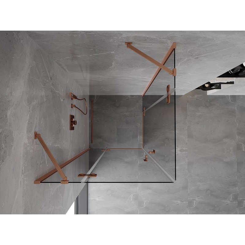 Mexen Mist-H Duo kabina prysznicowa uchylna 90 x 90 cm, transparent, miedź szczotkowana - 8A5-090L-090P-65-00