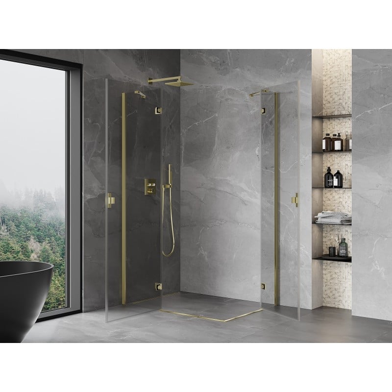 Mexen Mist-H Duo kabina prysznicowa uchylna lewa 105 x 70 cm, transparent, złota - 8A5-105L-070P-50-00