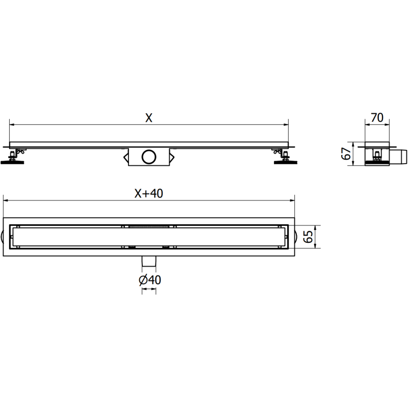 Mexen Flat M01 odpływ liniowy 70 cm, złoty - 1520070-15