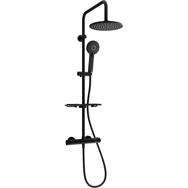Mexen KT40 zestaw prysznicowy natynkowy z deszczownicą i baterią termostatyczną, czarny - 771504093-70