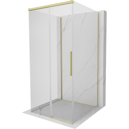 Mexen Rox-3S kabina prysznicowa 3-ścienna rozsuwana 90 x 90 cm, transparent, złota szczotkowana - 8C2-090-090-55-00-3S