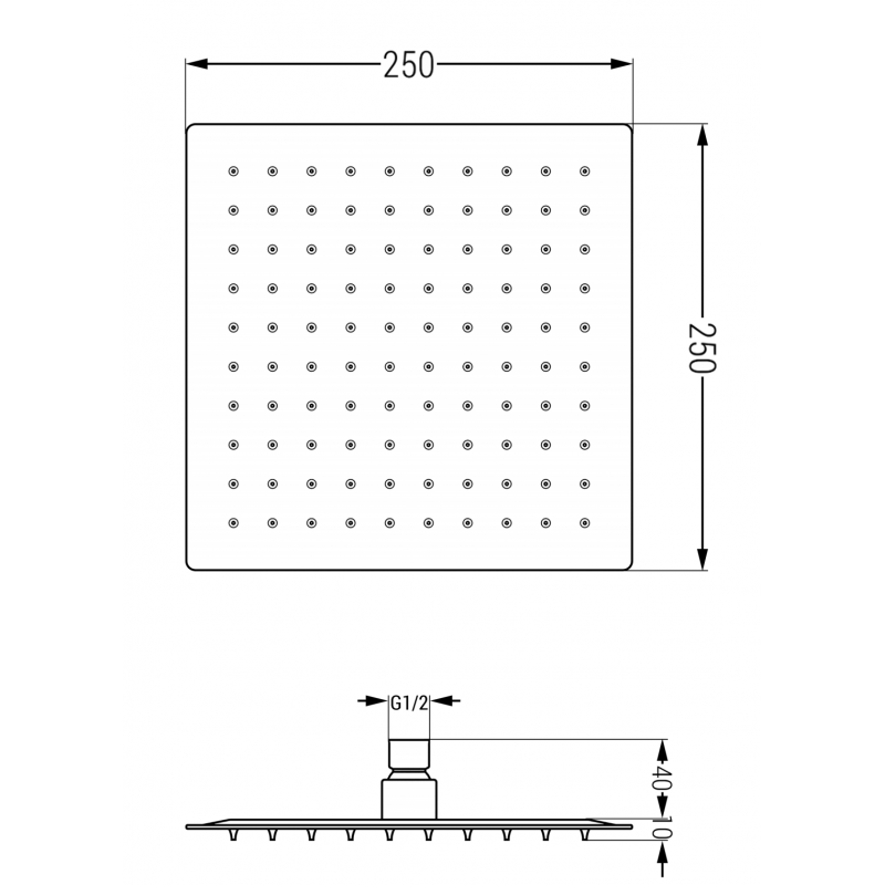 Mexen Slim deszczownica 25 x 25 cm, czarna - 79125-70