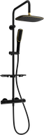 Mexen KT49 zestaw prysznicowy natynkowy z deszczownicą i baterią termostatyczną, czarny/złoty - 771504993-75
