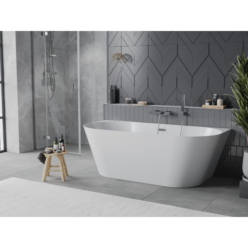 Mexen Oval Slim wanna wolnostojąca przyścienna 170 x 80 cm, biała, przelew chrom - 52661708000-01