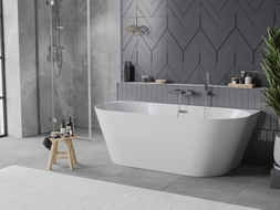 Mexen Oval Slim wanna wolnostojąca przyścienna 170 x 80 cm, biała, przelew chrom - 52661708000-01