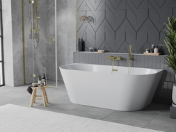 Mexen Oval Slim wanna wolnostojąca przyścienna 170 x 80 cm, biała, przelew złoty - 52661708000-50
