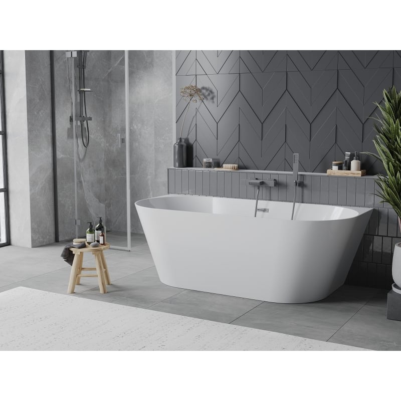 Mexen Oval Slim wanna wolnostojąca przyścienna 170 x 80 cm, biała, przelew gun metal - 52661708000-95